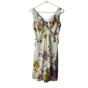 Vintage Eva Blue Ivory Embellished Floral Fairycore Tank Dress Y2K 90s
